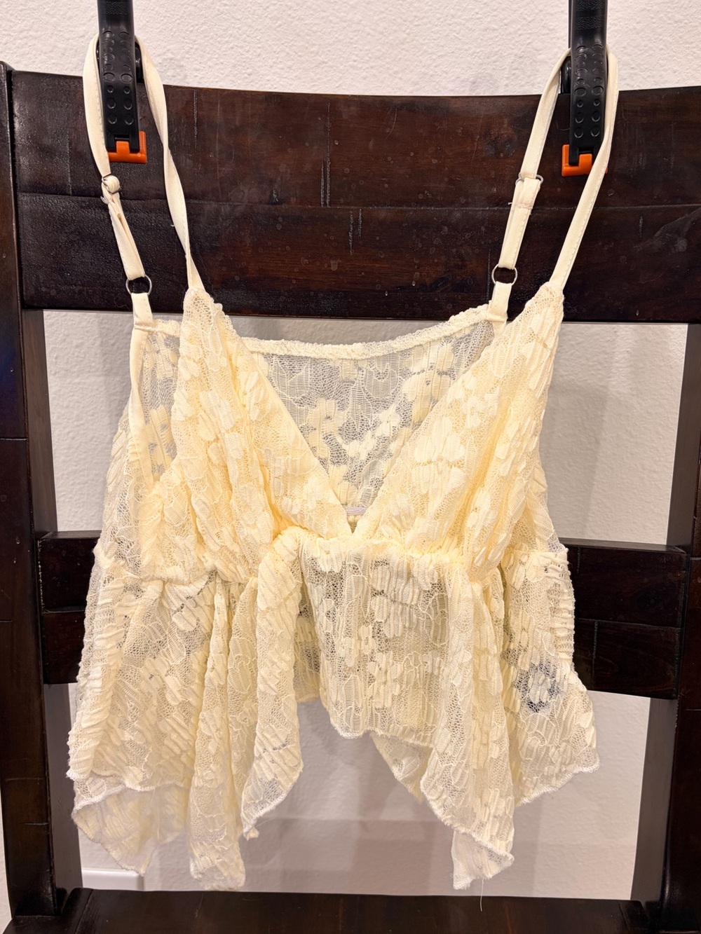 Lace Peplum Camisole Top - Cream